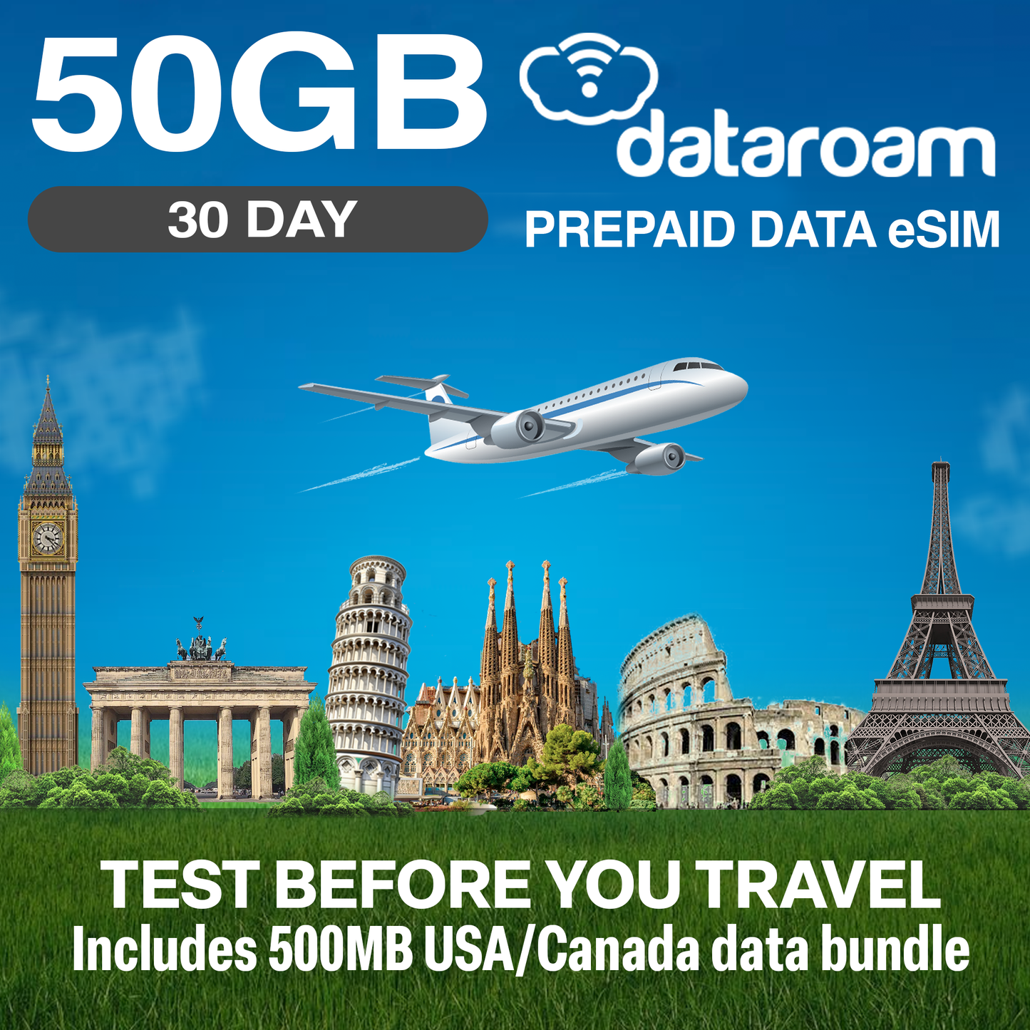 European 50GB Travel eSIM - Data Only
